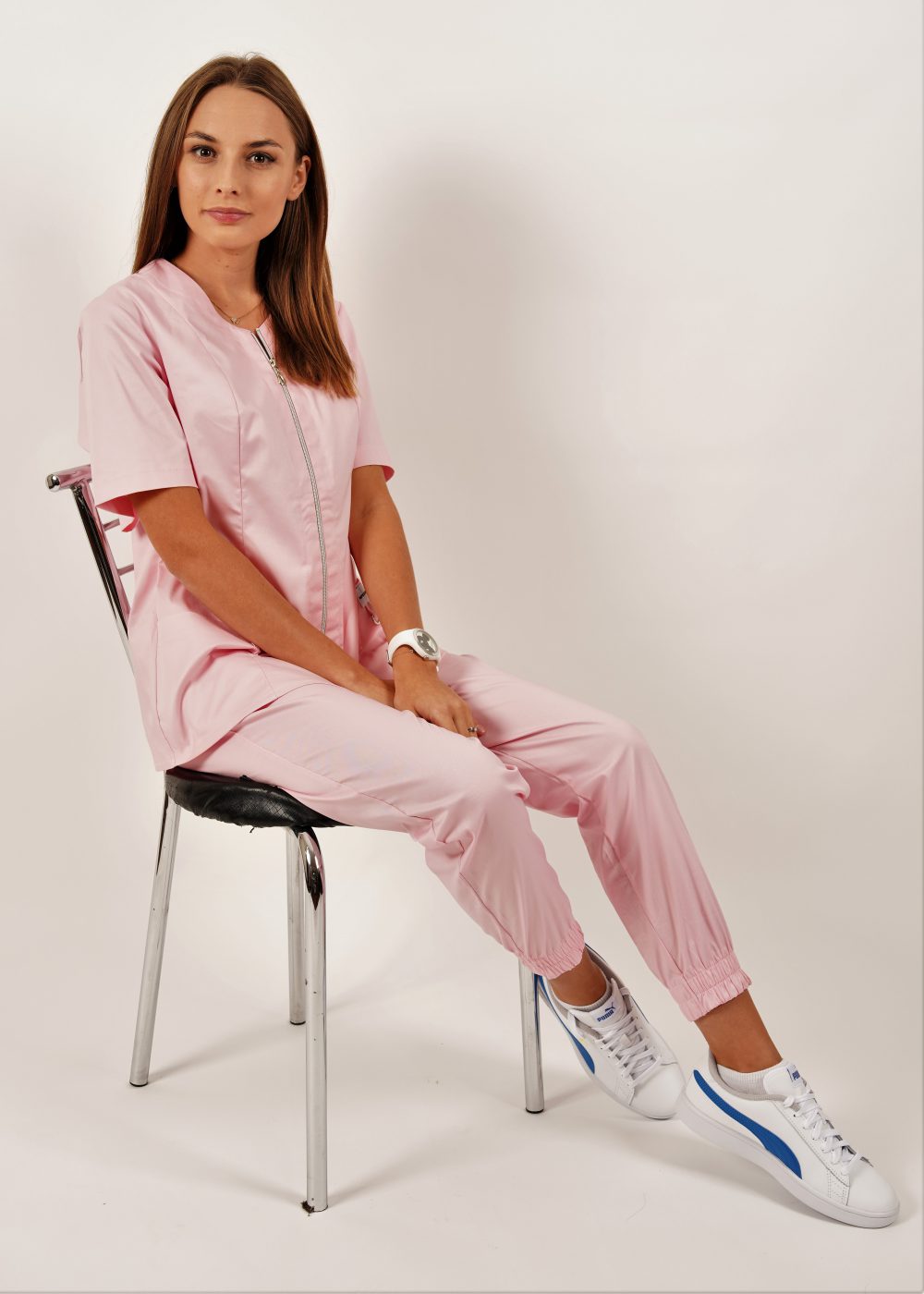 Bluza damska Medis 001 strech  - pastelowy róż - obrazek 2